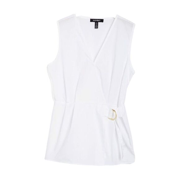 Ellen Tracy Sleeveless Faux Wrap Peplum Top Size Small - Picture 3 of 5
